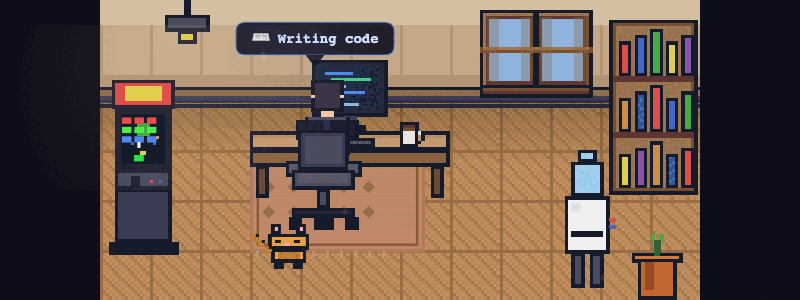 Illustration for “A 27KB pixel art office for Cursor's agent mode”
