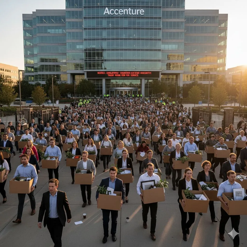 Illustration for “Accenture cuts 11,000 jobs in an AI restructuring”