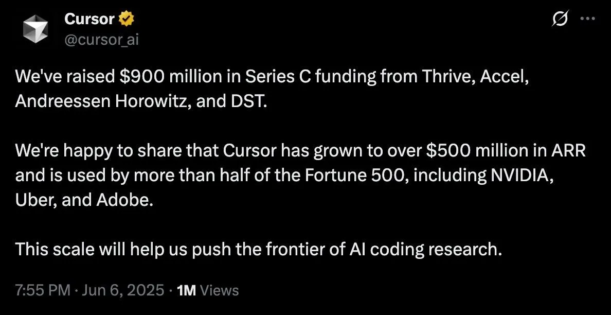 Illustration for “Cursor raised $900M at a $9.9B valuation”