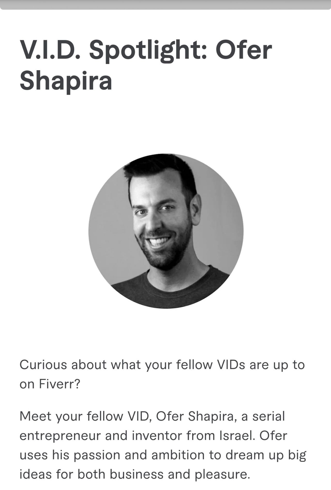 Original post media: my 15 minutes of glory. featuring on Fiverr: