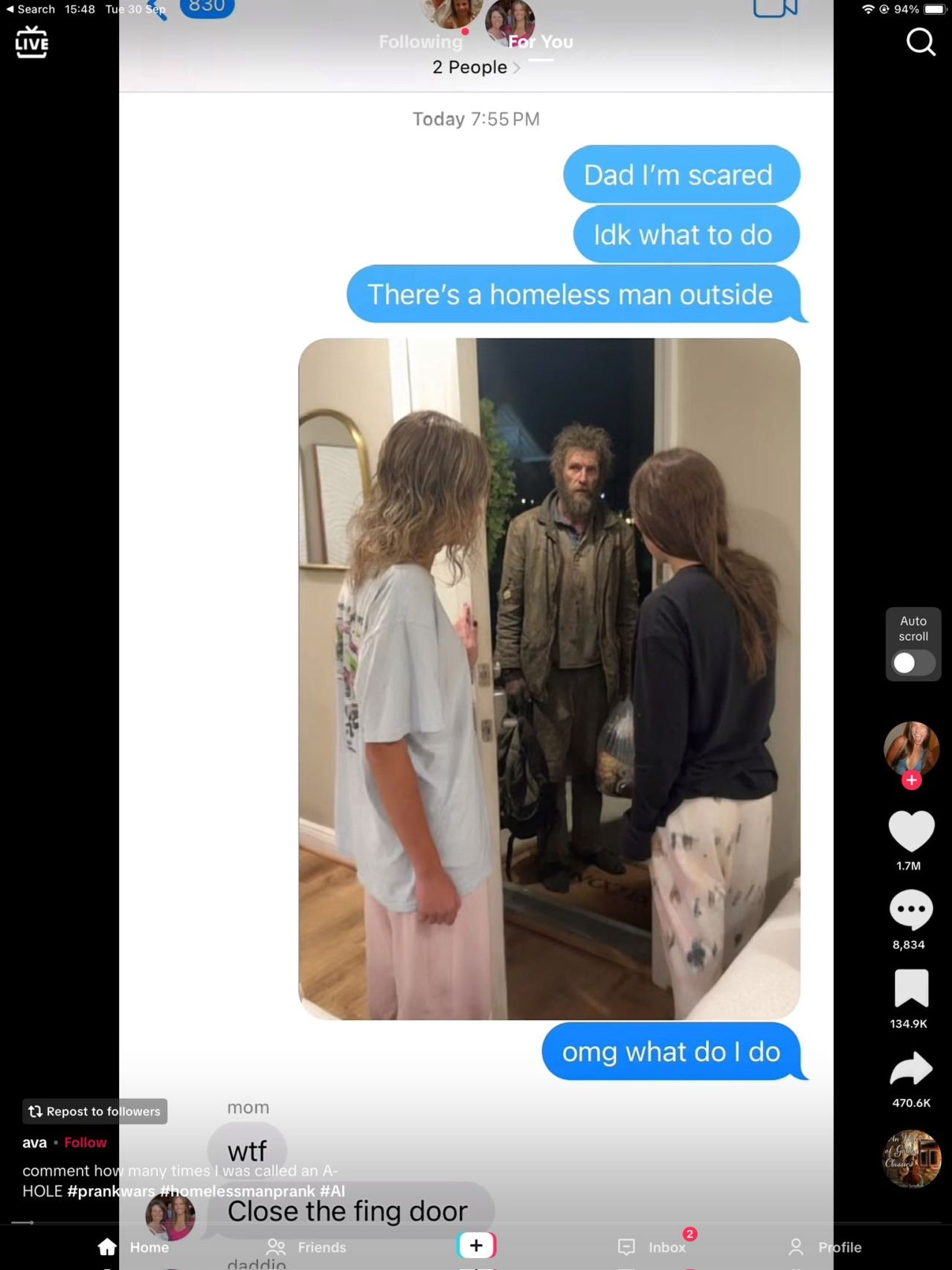 מדיה מהפוסט המקורי: אחד באפריל גרסת ה-AI: טרנד חדש בטיקטוק - ילדים שולחים תמונות להורים שלהם ומפחידים אותם על ידי שתילת דמויות מלחיצות בתוך תמונות אמי
