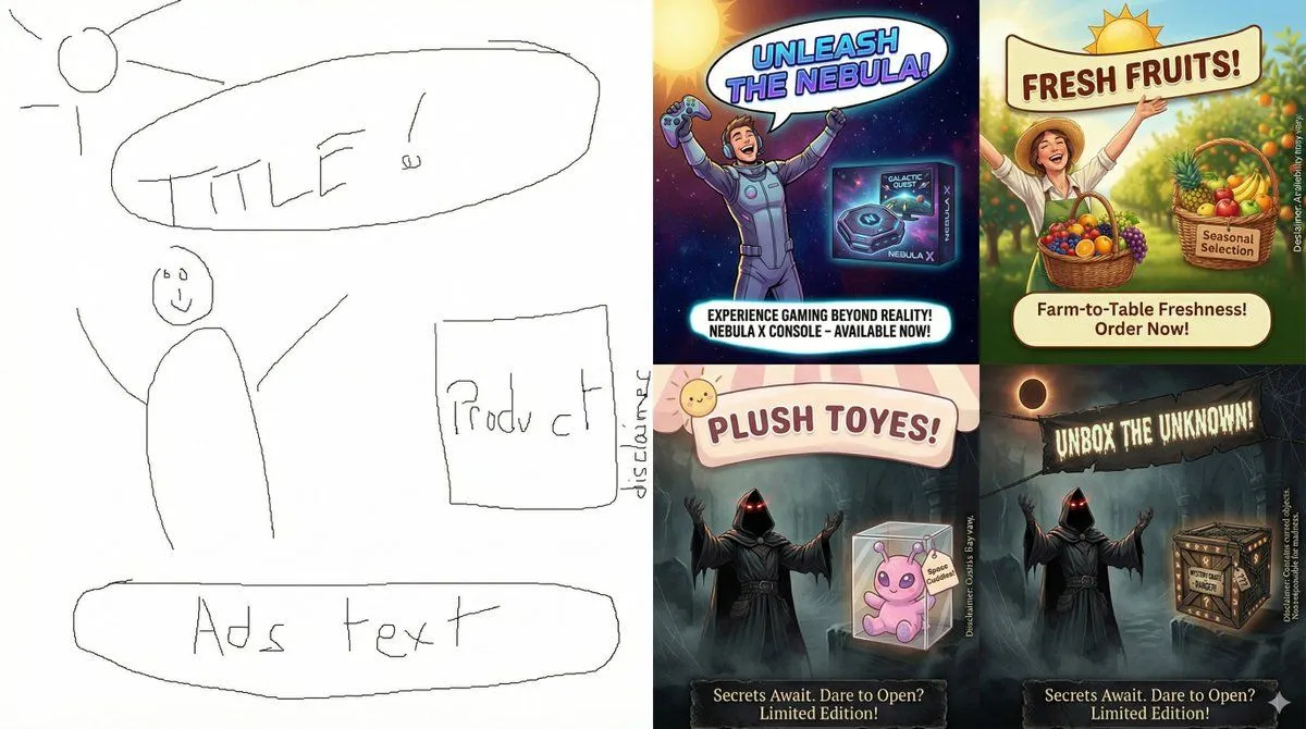 Illustration for “Using sketches as strict layouts in Nano Banana Pro”